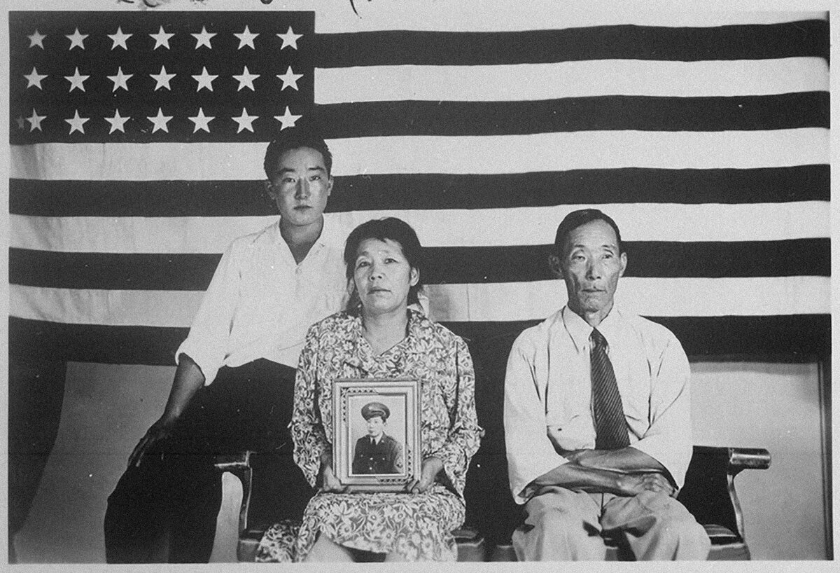 07 lossy page1 800px The Hirano family left to right George Hisa and Yasbei Colorado River Relocation Center Poston Arizona 1942 NARA 535989 tif