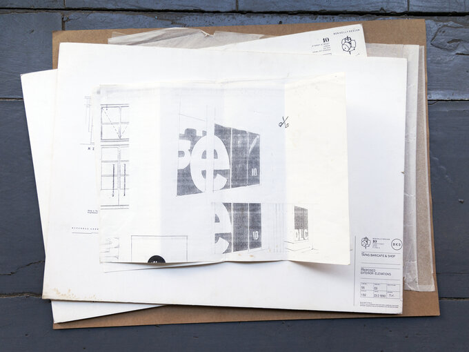 Drawing of proposed vinyl artwork for Bar 10