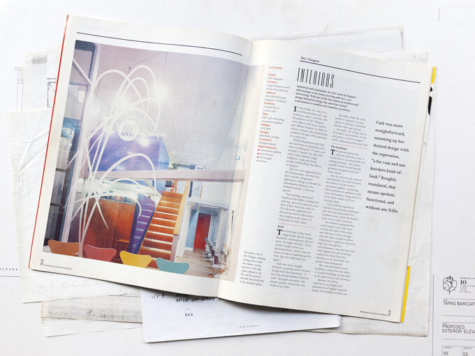 Magazine spread with photograph of DLC hairdressers