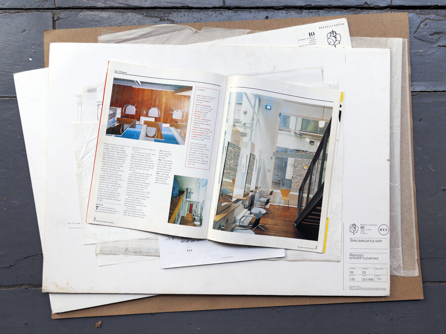 Magazine spread with interior photographs of DLC hairdressers